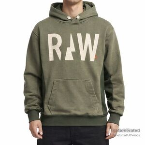 G-Star RAW XXL Olive Logo Hoodie Oversized Streetwear Pullover